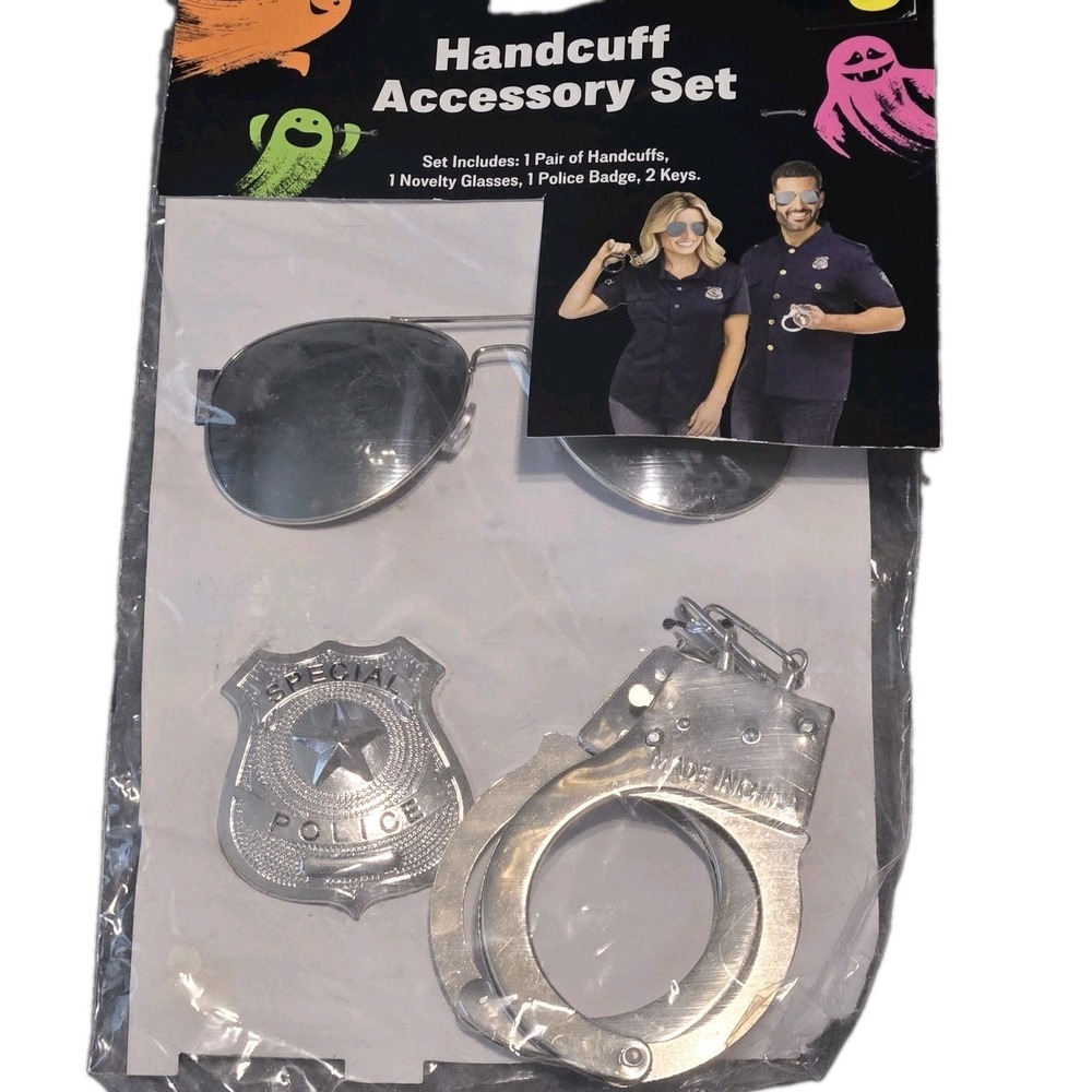 Halloween Handcuff Accessory Set, Assorted Police, Cop, Costume, Play